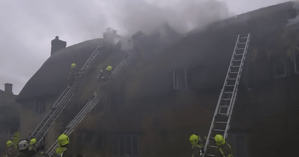 Oxfordshire Fire Service Battle Thatch Fire