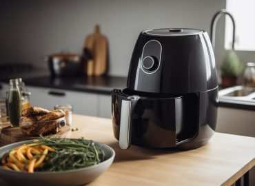 Air fryerAir fryer kitchen tool surrounded by food.