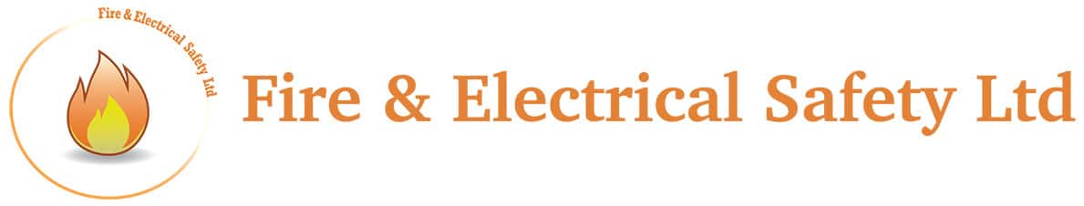 Fire & Electrical Safety Ltd logo with an orange flame icon and company name in orange text.